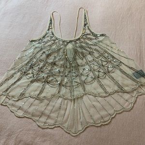 Beaded Sheer Top Gatsby 50s Flapper Boho Sexy